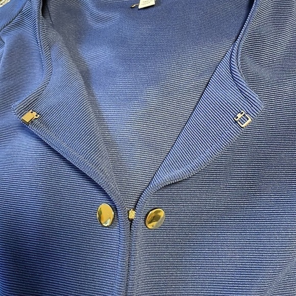 NEW Libby Edelman Captain Jacket Blue Gold Button Long Sleeve Ribbed Medium - Picture 10 of 14